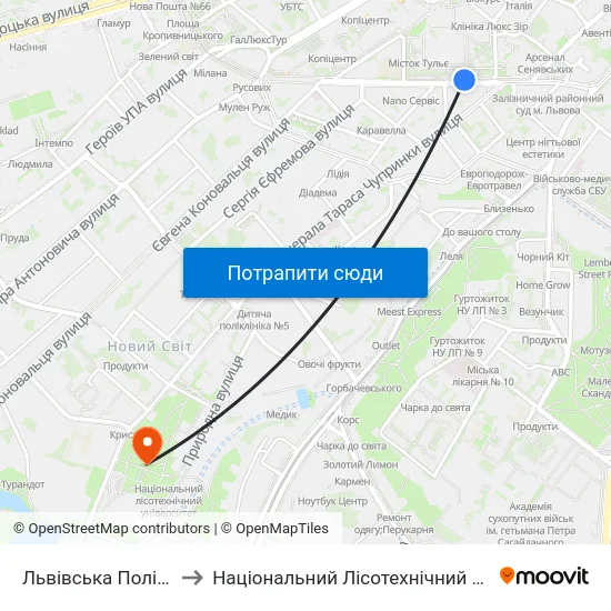 Львівська Політехніка to Національний Лісотехнічний Університет map