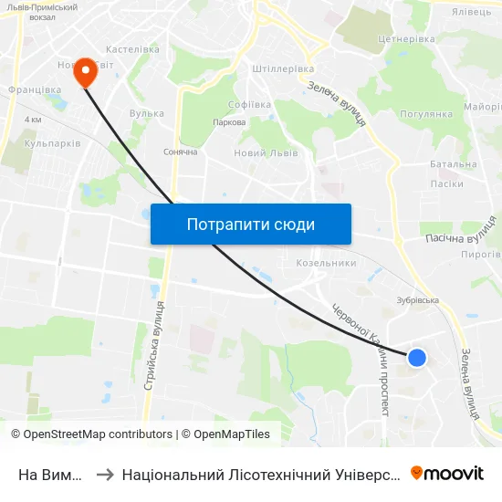 На Вимогу to Національний Лісотехнічний Університет map