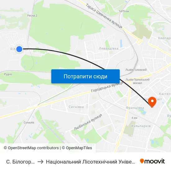 С. Білогорща to Національний Лісотехнічний Університет map