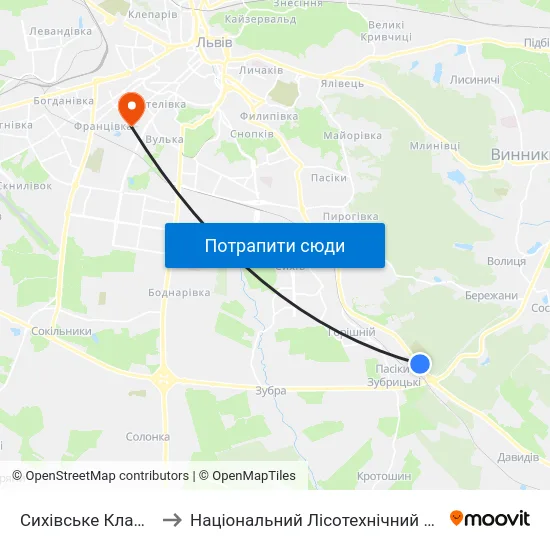 Сихівське Кладовище to Національний Лісотехнічний Університет map