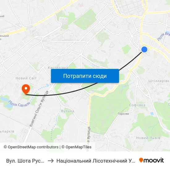 Вул. Шота Руставелі to Національний Лісотехнічний Університет map