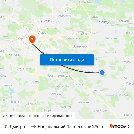 С. Дмитровичі to Національний Лісотехнічний Університет map
