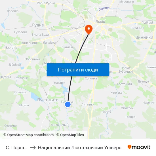 С. Поршна to Національний Лісотехнічний Університет map