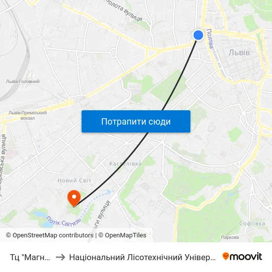 Тц "Магнус" to Національний Лісотехнічний Університет map