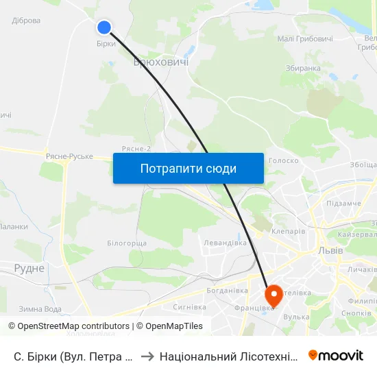 С. Бірки (Вул. Петра Сагайдачного) to Національний Лісотехнічний Університет map