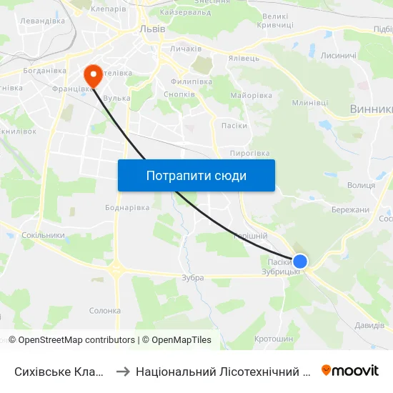 Сихівське Кладовище to Національний Лісотехнічний Університет map