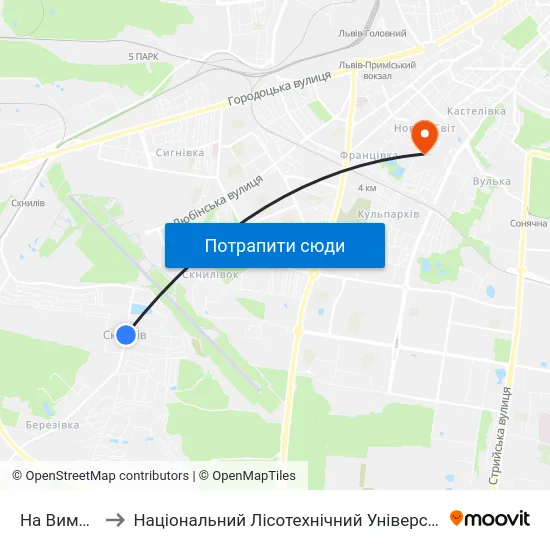 На Вимогу to Національний Лісотехнічний Університет map
