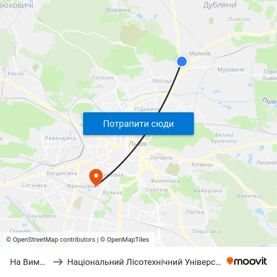На Вимогу to Національний Лісотехнічний Університет map