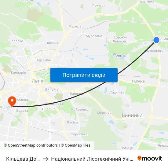 Кільцева Дорога to Національний Лісотехнічний Університет map
