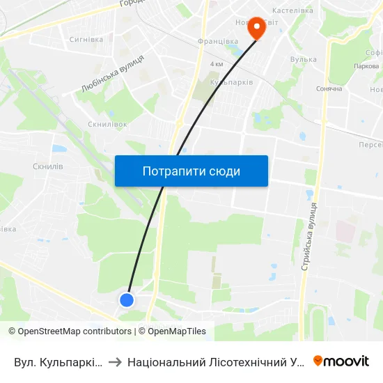 Вул. Кульпарківська to Національний Лісотехнічний Університет map