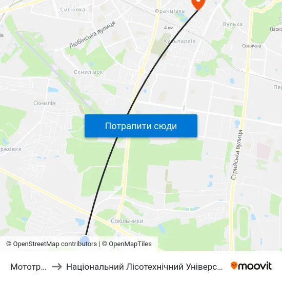 Мототрек to Національний Лісотехнічний Університет map