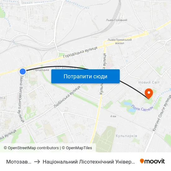 Мотозавод to Національний Лісотехнічний Університет map