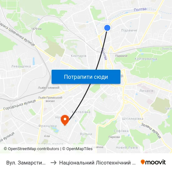 Вул. Замарстинівська to Національний Лісотехнічний Університет map