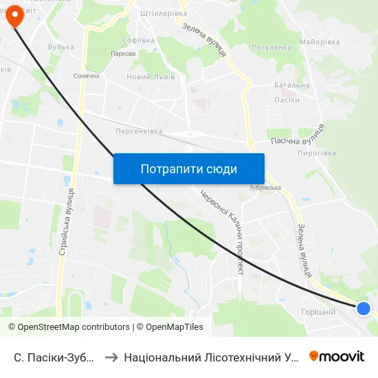 С. Пасіки-Зубрицькі to Національний Лісотехнічний Університет map