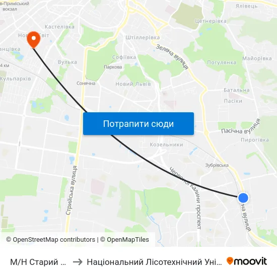 М/Н Старий Сихів to Національний Лісотехнічний Університет map