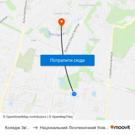 Коледж Зв'Язку to Національний Лісотехнічний Університет map