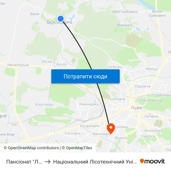Пансіонат "Львів" to Національний Лісотехнічний Університет map