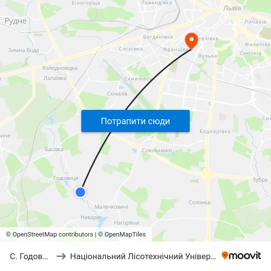 С. Годовиця to Національний Лісотехнічний Університет map