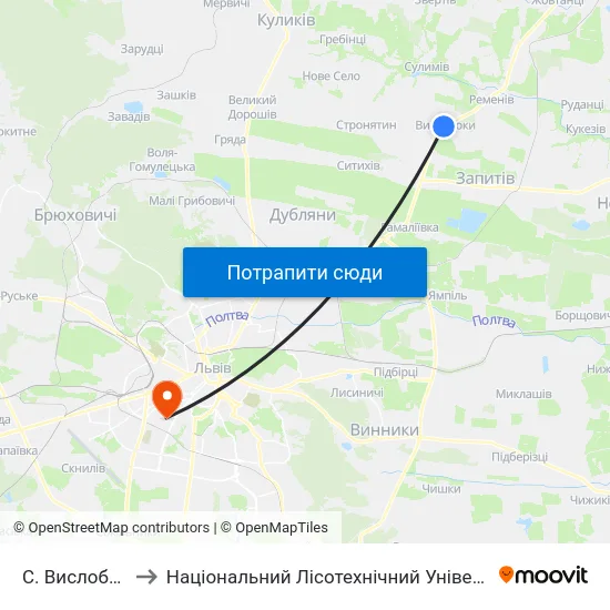 С. Вислобоки to Національний Лісотехнічний Університет map
