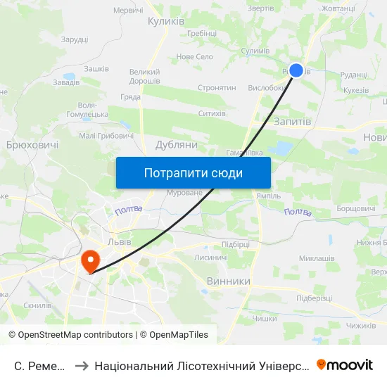 С. Ременів to Національний Лісотехнічний Університет map