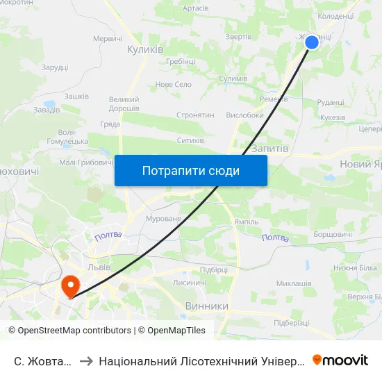С. Жовтанці to Національний Лісотехнічний Університет map