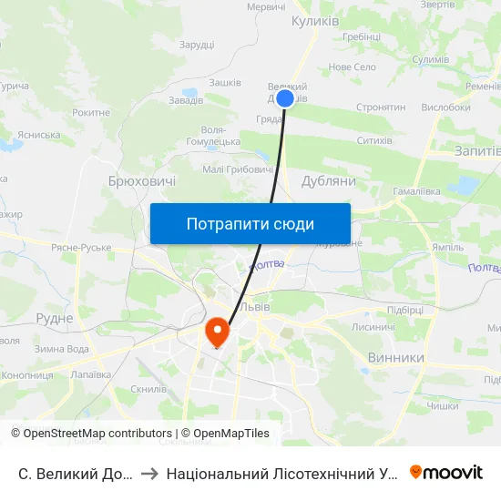 С. Великий Дорошів to Національний Лісотехнічний Університет map