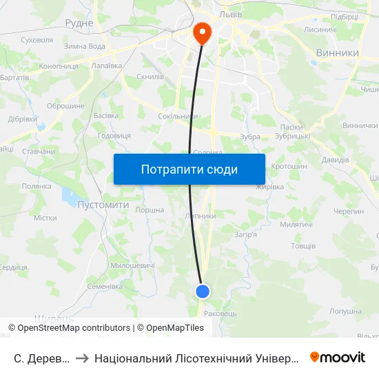 С. Деревач to Національний Лісотехнічний Університет map
