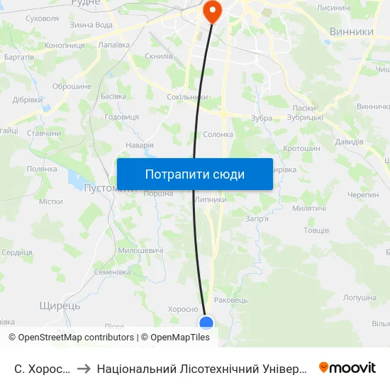 С. Хоросно to Національний Лісотехнічний Університет map