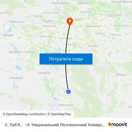 С. Луб'Яне to Національний Лісотехнічний Університет map