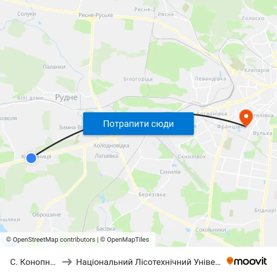 С. Конопниця to Національний Лісотехнічний Університет map