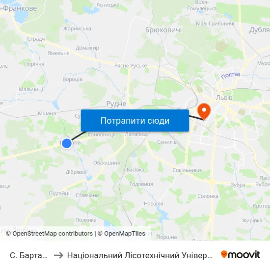 С. Бартатів to Національний Лісотехнічний Університет map