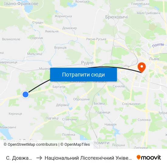 С. Довжанка to Національний Лісотехнічний Університет map