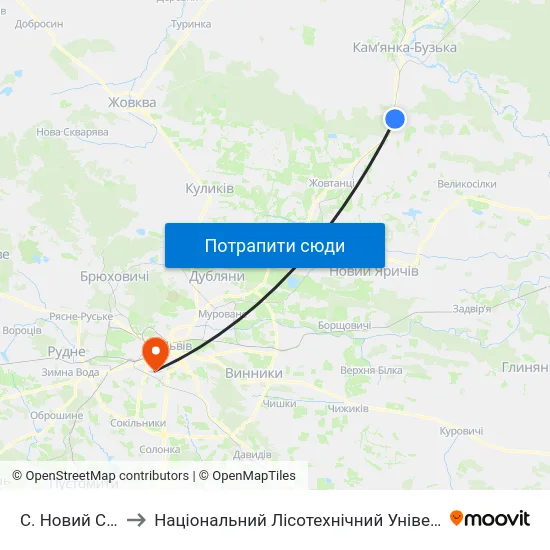 С. Новий Став to Національний Лісотехнічний Університет map