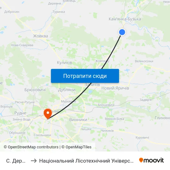 С. Дернів to Національний Лісотехнічний Університет map