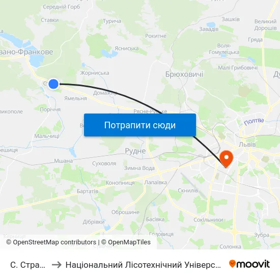 С. Страдч to Національний Лісотехнічний Університет map