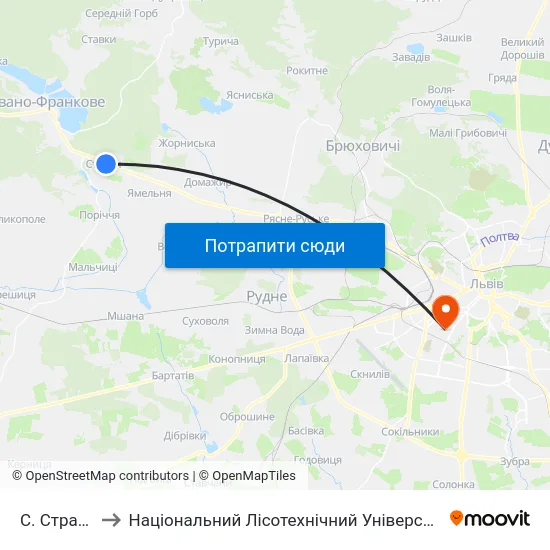 С. Страдч to Національний Лісотехнічний Університет map