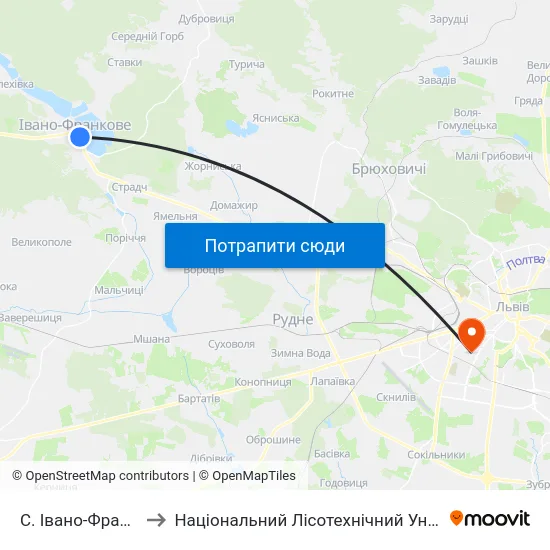 С. Івано-Франкове to Національний Лісотехнічний Університет map