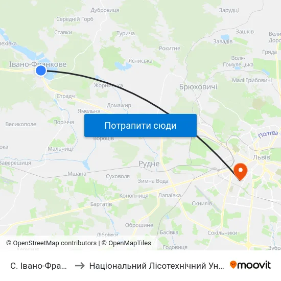 С. Івано-Франкове to Національний Лісотехнічний Університет map