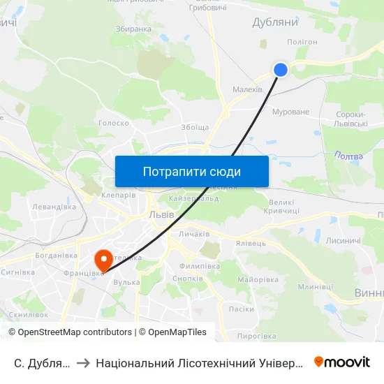 С. Дубляни to Національний Лісотехнічний Університет map