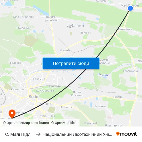 С. Малі Підліски to Національний Лісотехнічний Університет map