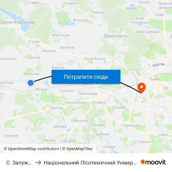 С. Залужжя to Національний Лісотехнічний Університет map