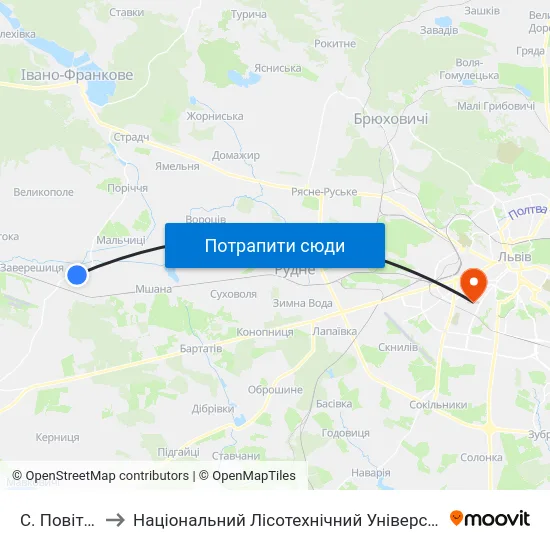 С. Повітно to Національний Лісотехнічний Університет map