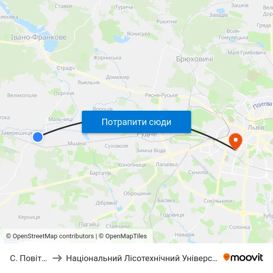 С. Повітно to Національний Лісотехнічний Університет map