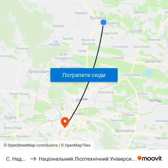 С. Надичі to Національний Лісотехнічний Університет map