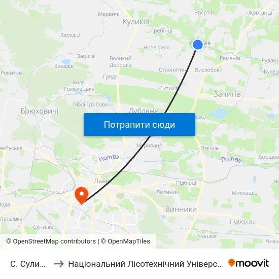 С. Сулимів to Національний Лісотехнічний Університет map