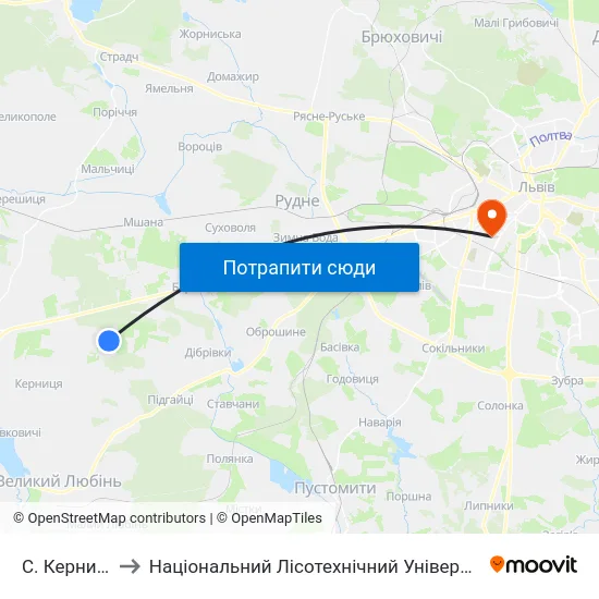 С. Керниця to Національний Лісотехнічний Університет map