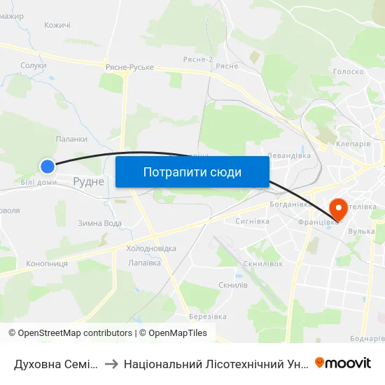 Духовна Семінарія to Національний Лісотехнічний Університет map
