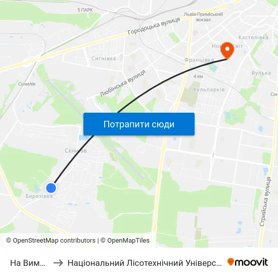 На Вимогу to Національний Лісотехнічний Університет map
