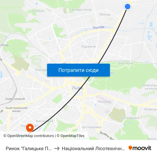 Ринок "Галицьке Перехрестя" to Національний Лісотехнічний Університет map