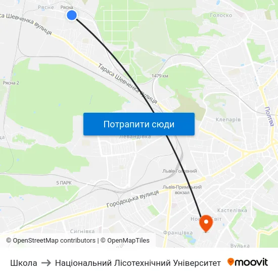 Школа to Національний Лісотехнічний Університет map